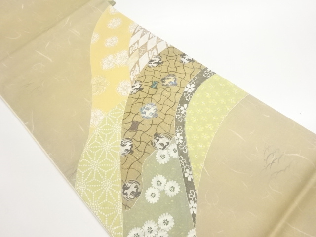 JAPANESE FUKURO OBI / SHELL INLAY / FLOWER & BIRD